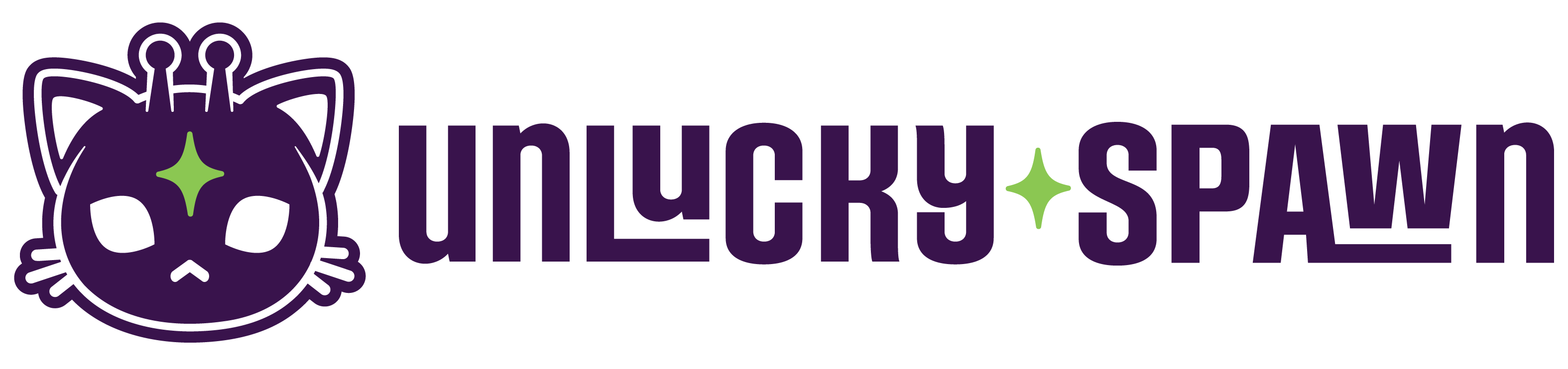 alien cat illustration with text that reads unlucky spawn